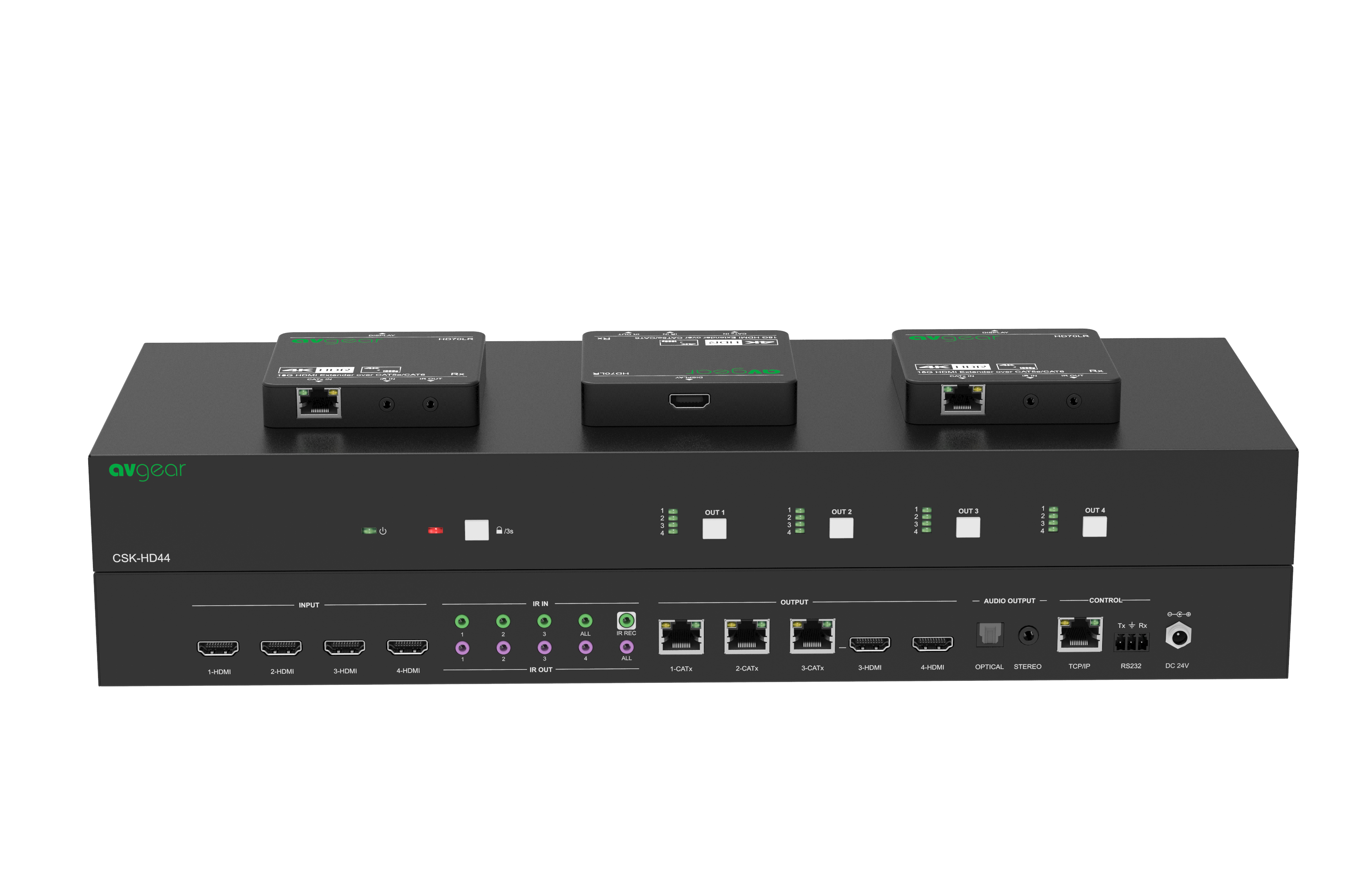 Avg csk hd44 is a 4x4 hdmi v2 0 matrix switcher with audio breakout